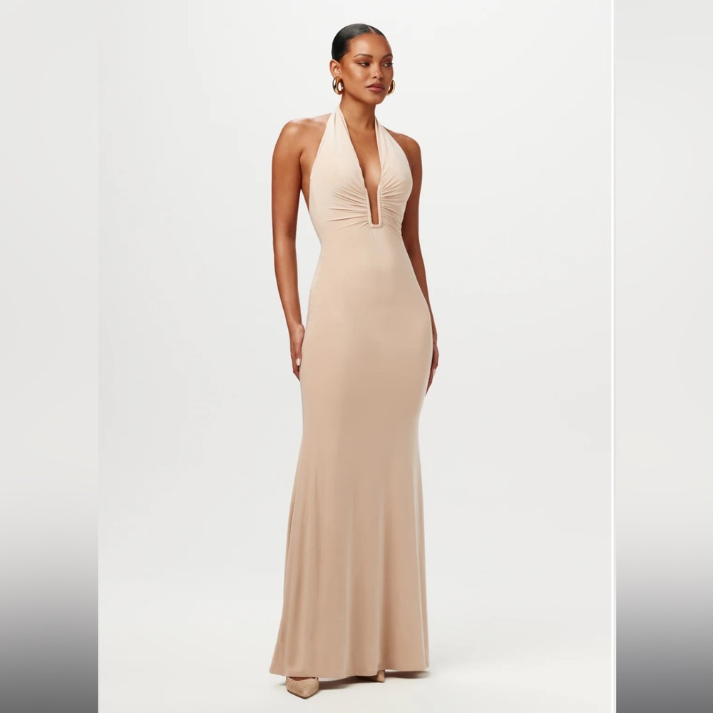 Hourglass plunge maxi dress